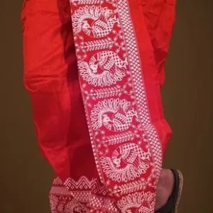Red mayur style dhuti
