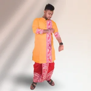 Yellow jamdani punjabi.